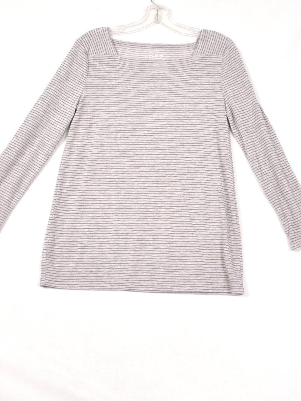 Loft Women's Top Size Small Grey Stripe Long Sleeve